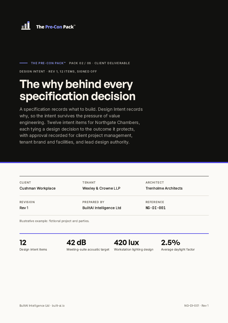 Page 1 of the Design intent sample document