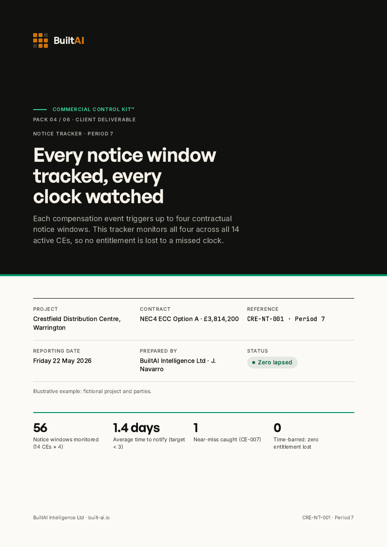 Page 1 of the Notice tracker sample document